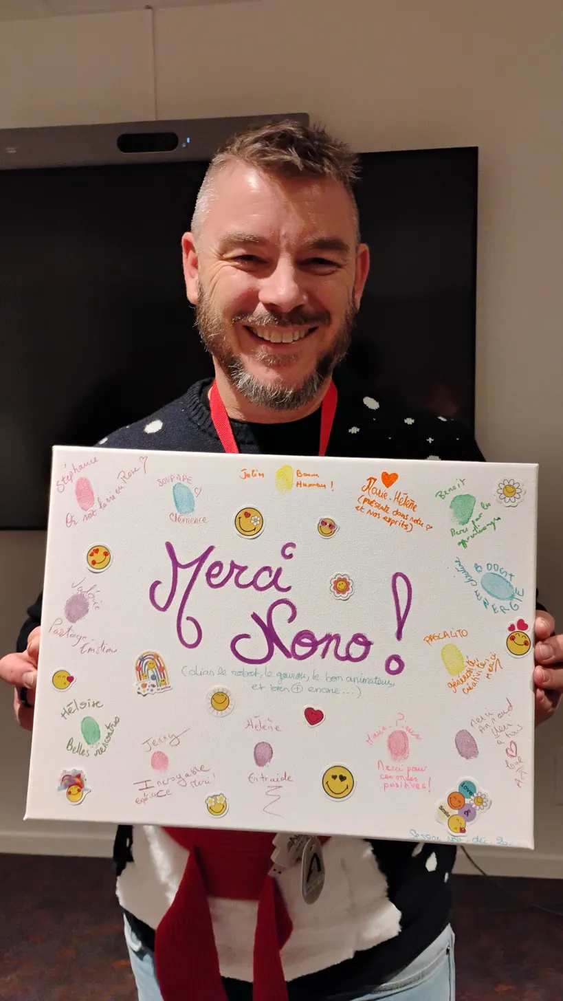 Le tableau Merci Nono avec tous les prénoms